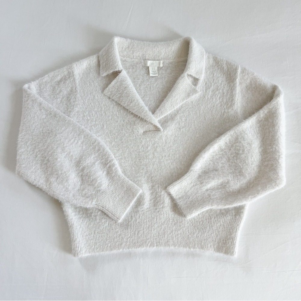 H&M Collared Knit Sweater | Off-White | Size XS | GUC
